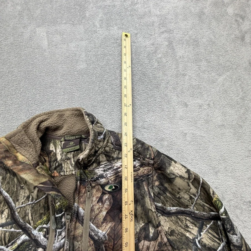 Mossy Oak Jacket Mens L Green Camouflage Fleece Full Zip Pockets